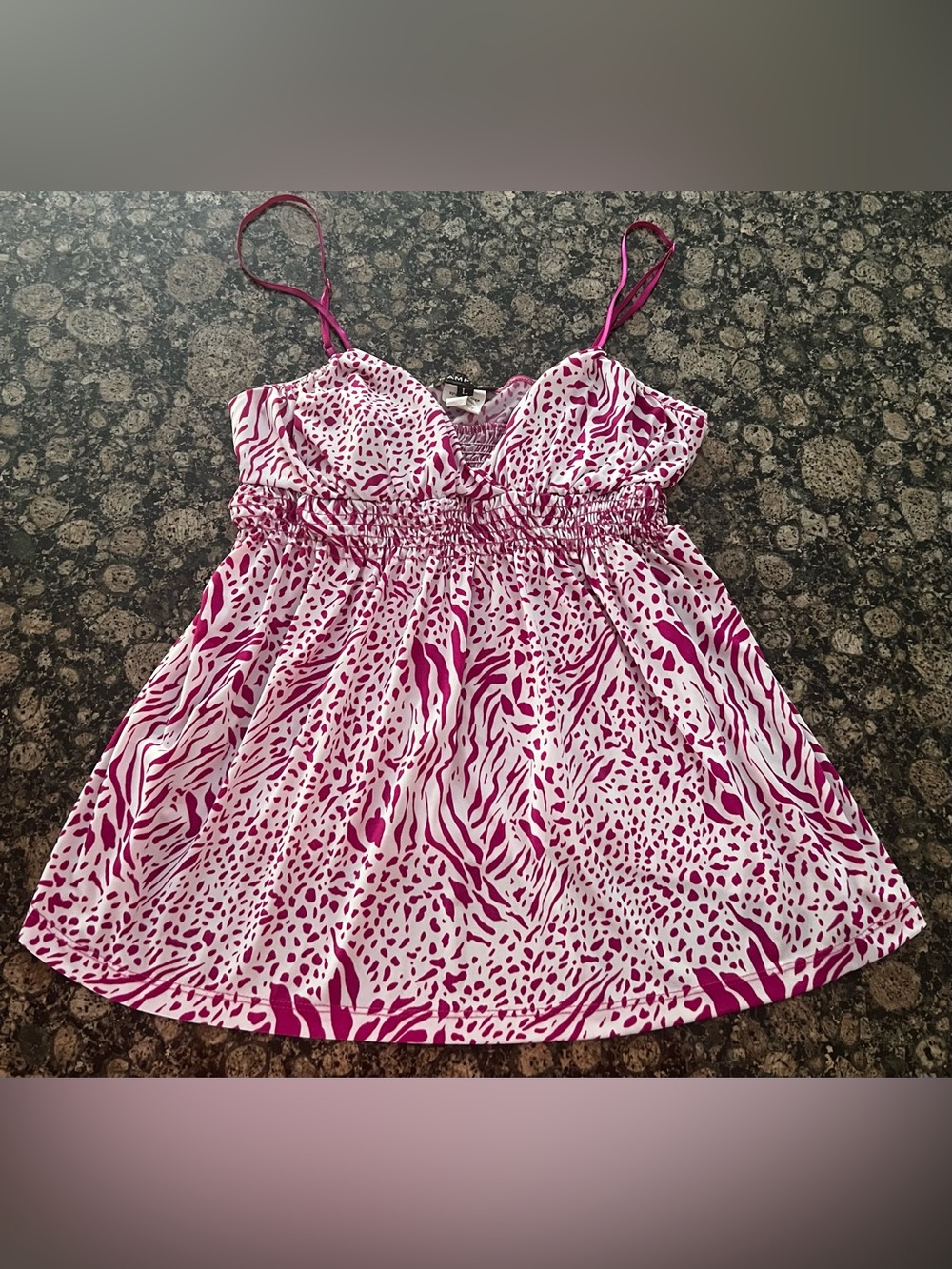 Rampage Fuchsia and White Animal-Print Spaghetti-Strap Tank